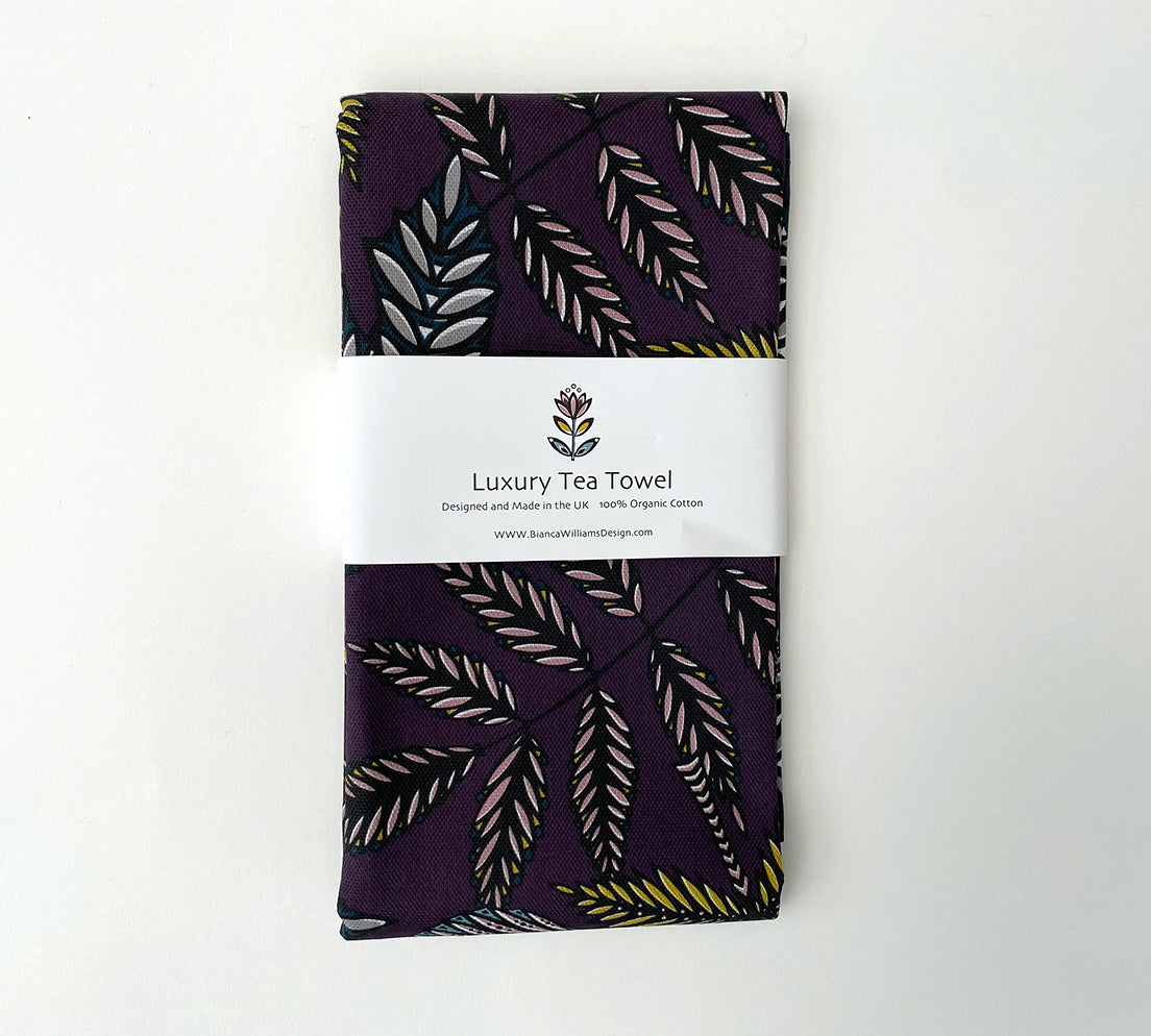 AUBERGINE FOREST FLOOR TEA TOWEL | END OF LINE