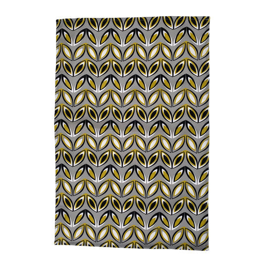 GREY AND YELLOW GEO LEAF TEA TOWEL | END OF LINE