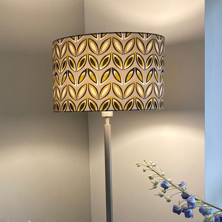 MEDIUM YELLOW AND GREY GEO LAMPSHADE | END OF LINE