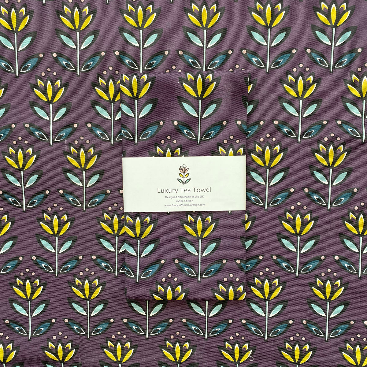 AUBERGINE FLOWER TEA TOWEL | END OF LINE
