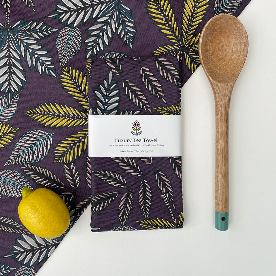 AUBERGINE FOREST FLOOR TEA TOWEL | END OF LINE