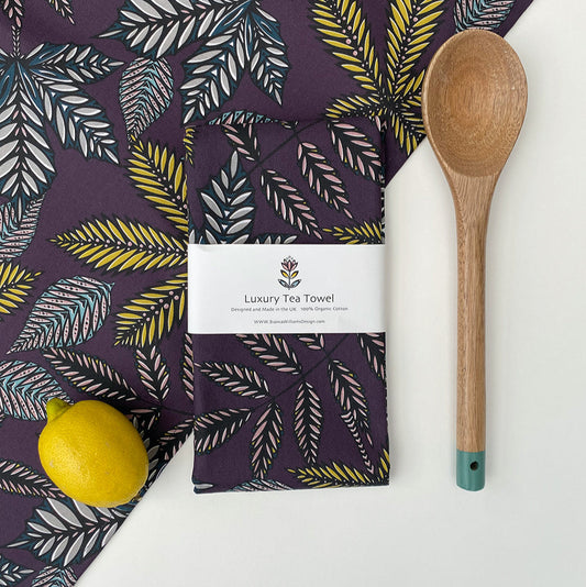 AUBERGINE FOREST FLOOR TEA TOWEL | END OF LINE