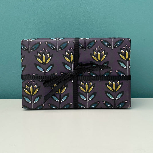 PURPLE FLOWER WRAPPING PAPER | END OF LINE