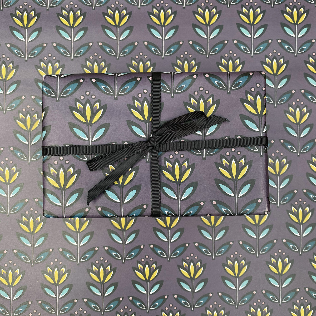 PURPLE FLOWER WRAPPING PAPER | END OF LINE