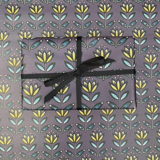 PURPLE FLOWER WRAPPING PAPER | END OF LINE
