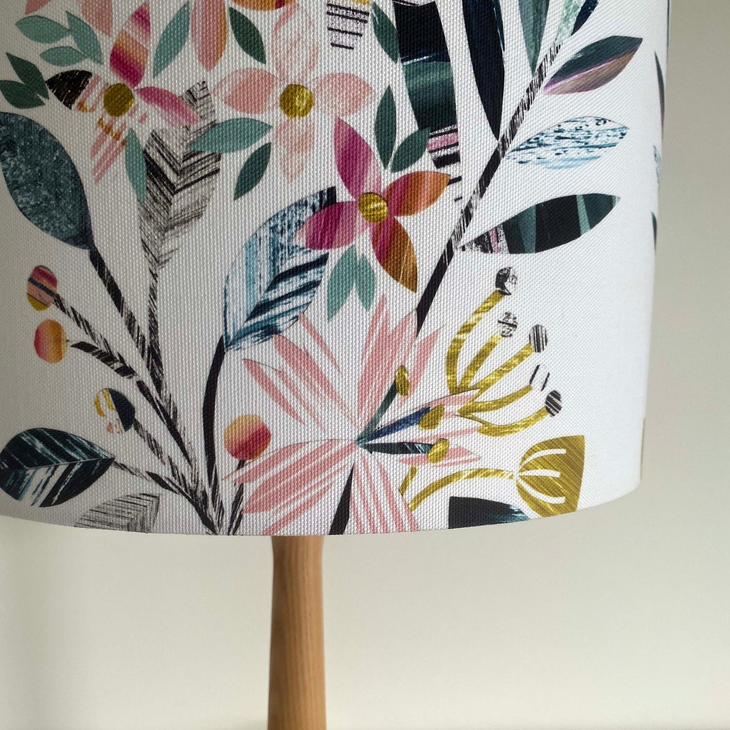 Details of a Pink and Peach Floral Lampshade.