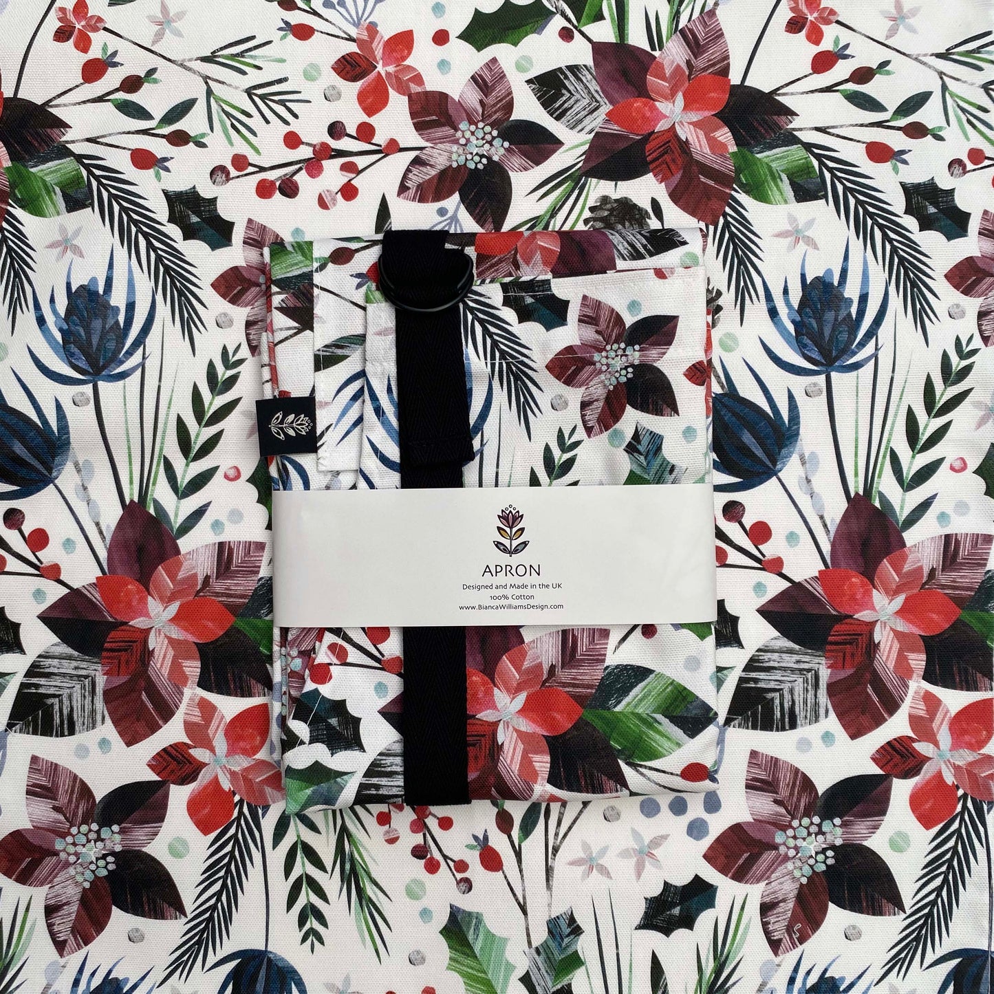WINTER FLORAL CHRISTMAS APRON